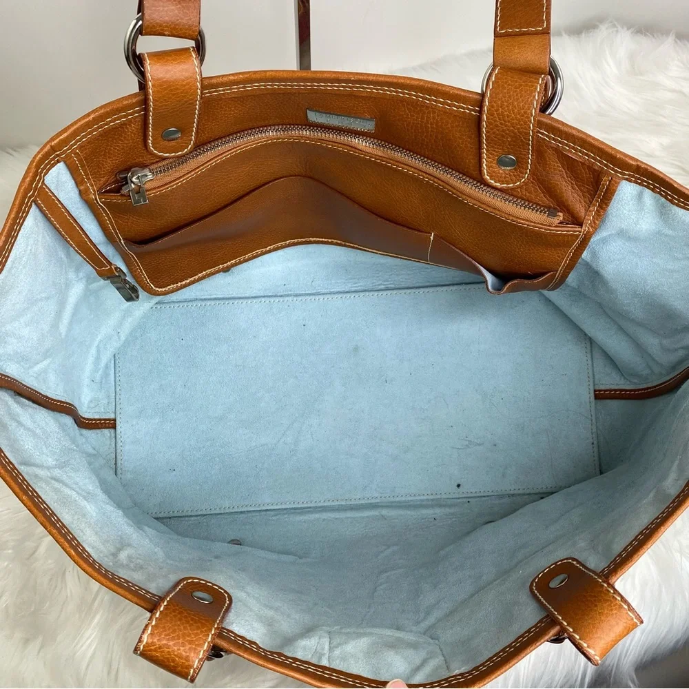 Lambertson Truex Large Striped Kansas Canvas and Leather Tote